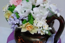 Tort  Vaza cu flori de primavara/Cake  with vase of spring flowers